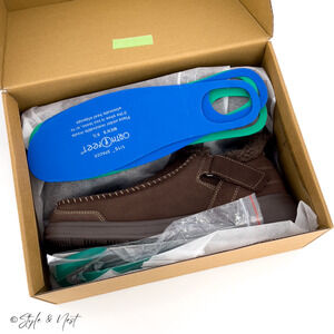 Orthofeet Men's Orthopedic Chocolate Leather Vito Hands Free Slippers Size 9.5